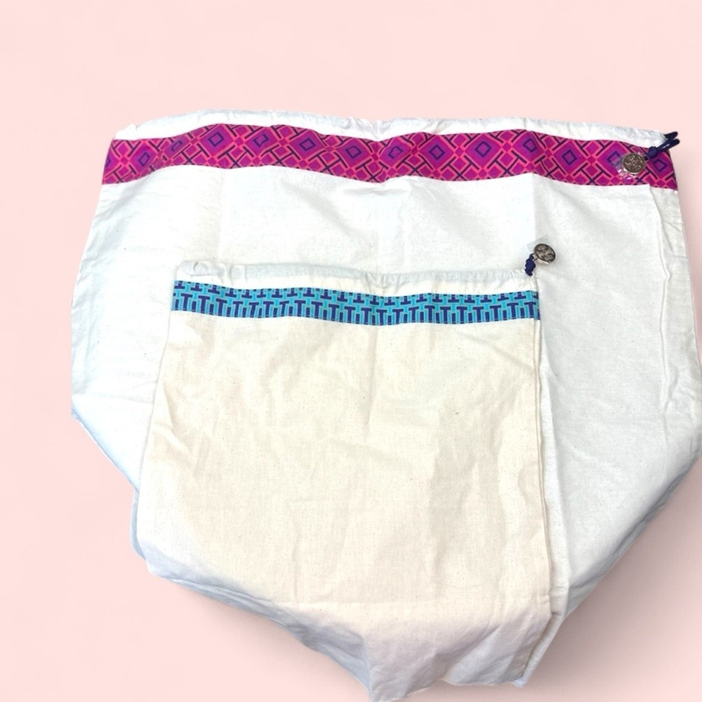 Tory Burch  2 Dustbags , new never used‎ 1 White & Pink purse, 1 white blue shoe
